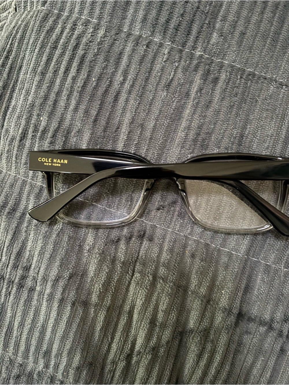 Cole Haan Black and Clear Rectangular Men's Glasses